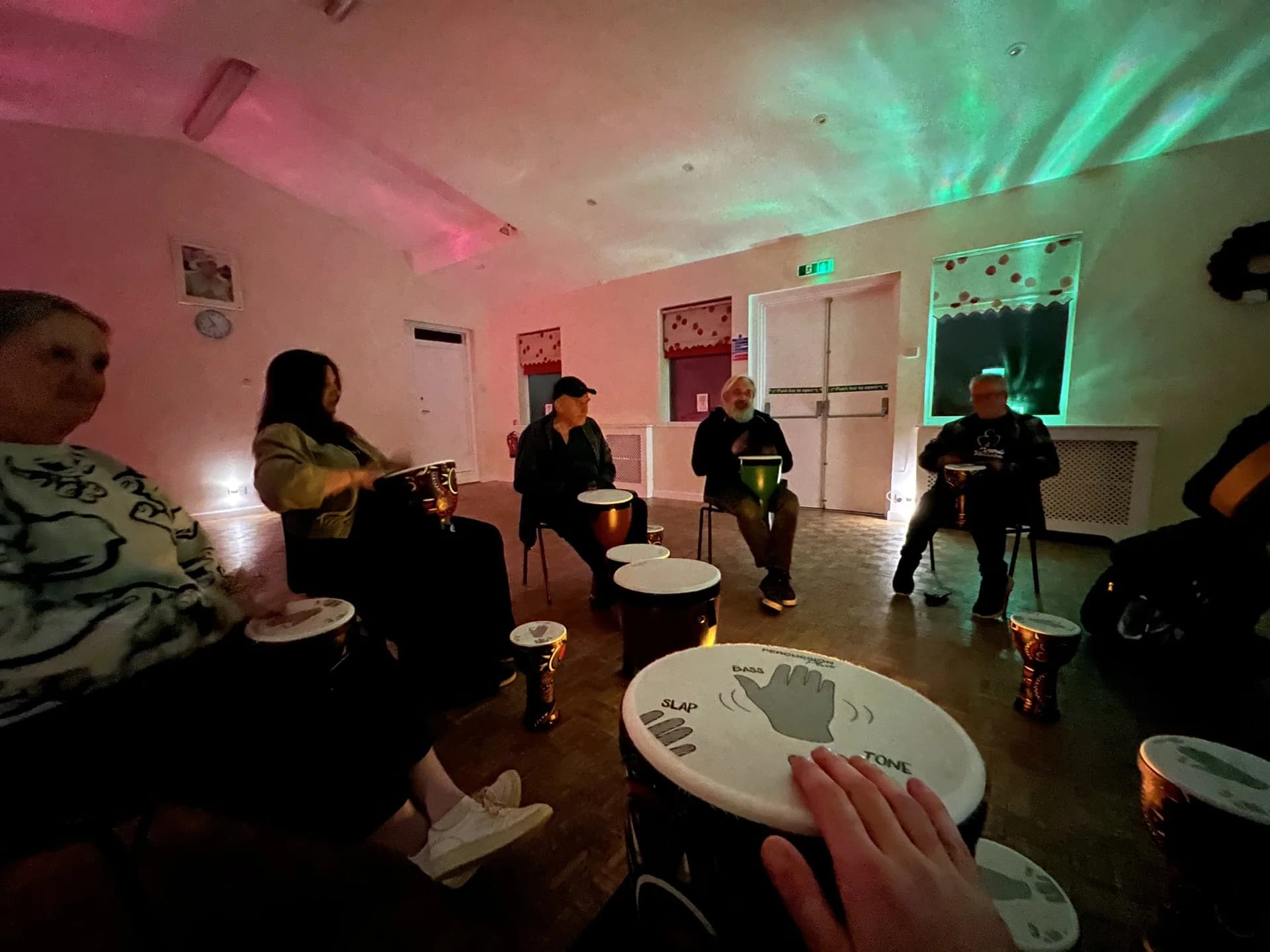 Group drum circle session